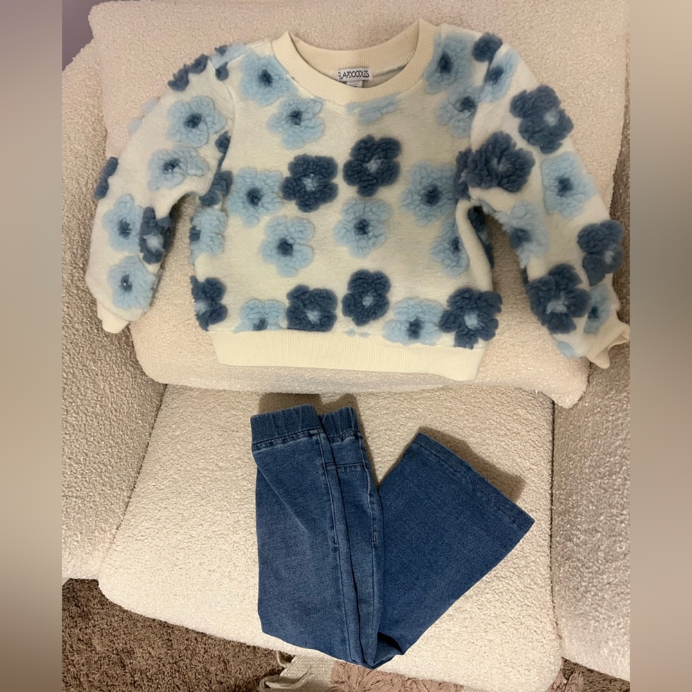 Flapdoodles Floral Sweater with Jeans Outfit